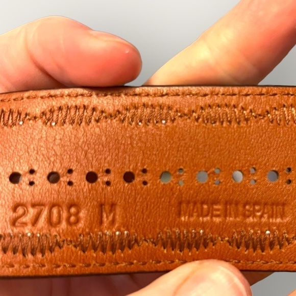 Kathi Kilburn Embellished Leather Belt with Square Silver Buckle in Cream/Beige - Picture 11 of 11